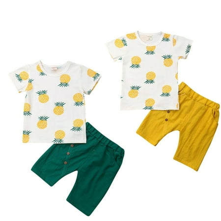 

Summer Kids Baby Boy Pineapple Short Sleeve T-shirt+Shorts Outfits