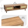 Dextrus 58 Inch Rattan TV Stand Entertainment Center, Boho Wood TV