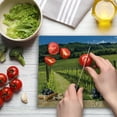 thumbnail image 3 of Winery Cutting Board, Red Wine Bottles with Grapes on Timber Board Tuscany Italian Terrace Scenery, Decorative Tempered Glass Cutting and Serving Board, Large Size, Green Blue Brown, by Ambesonne, 3 of 5
