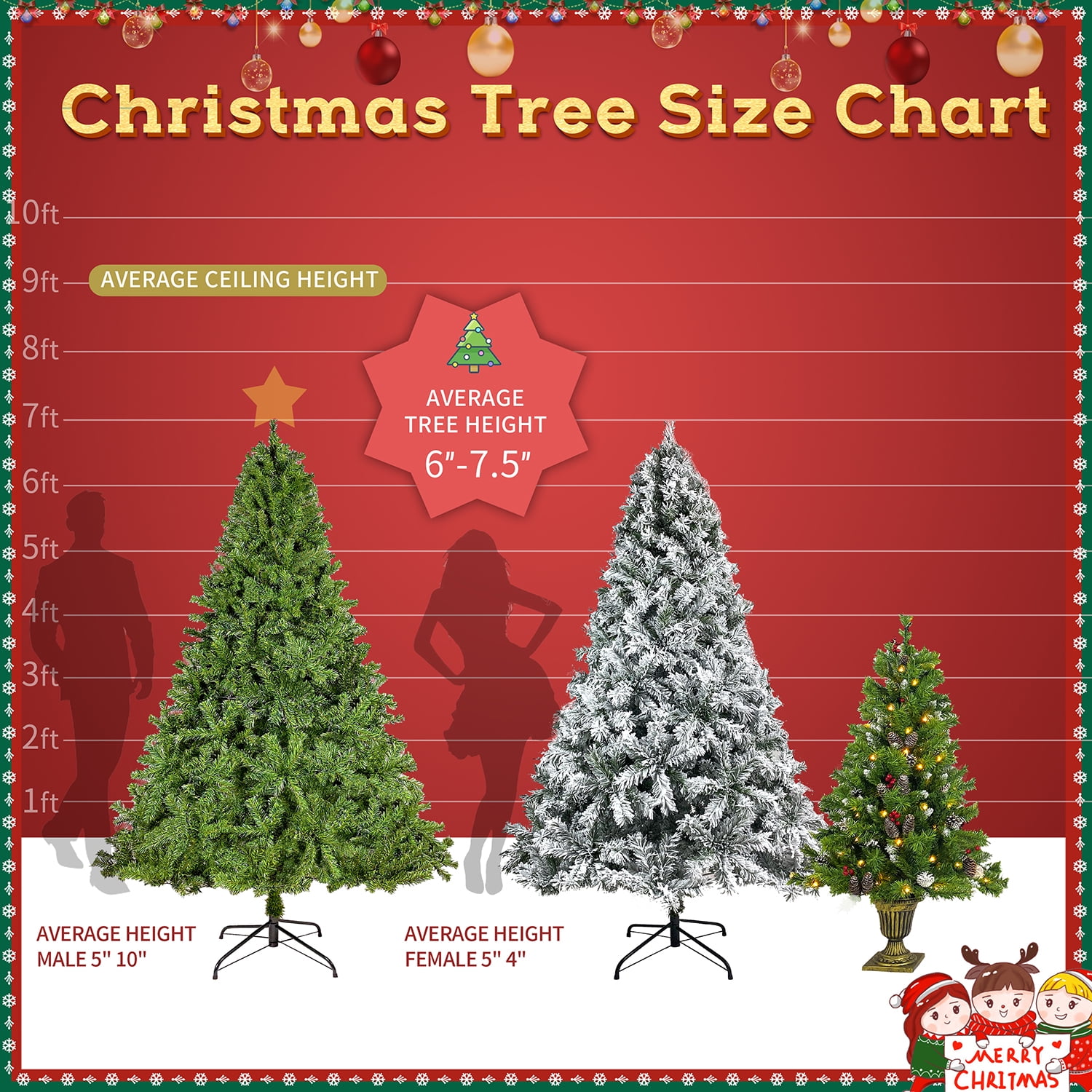 Kadyn 4-Piece Pre-lit Set Christmas Decorations, Christmas Fireplace Decorations, Front Porch Christmas Decorations, Artificial Christmas Garland, Wreath and Set of 2 4ft Christmas Tree, Green