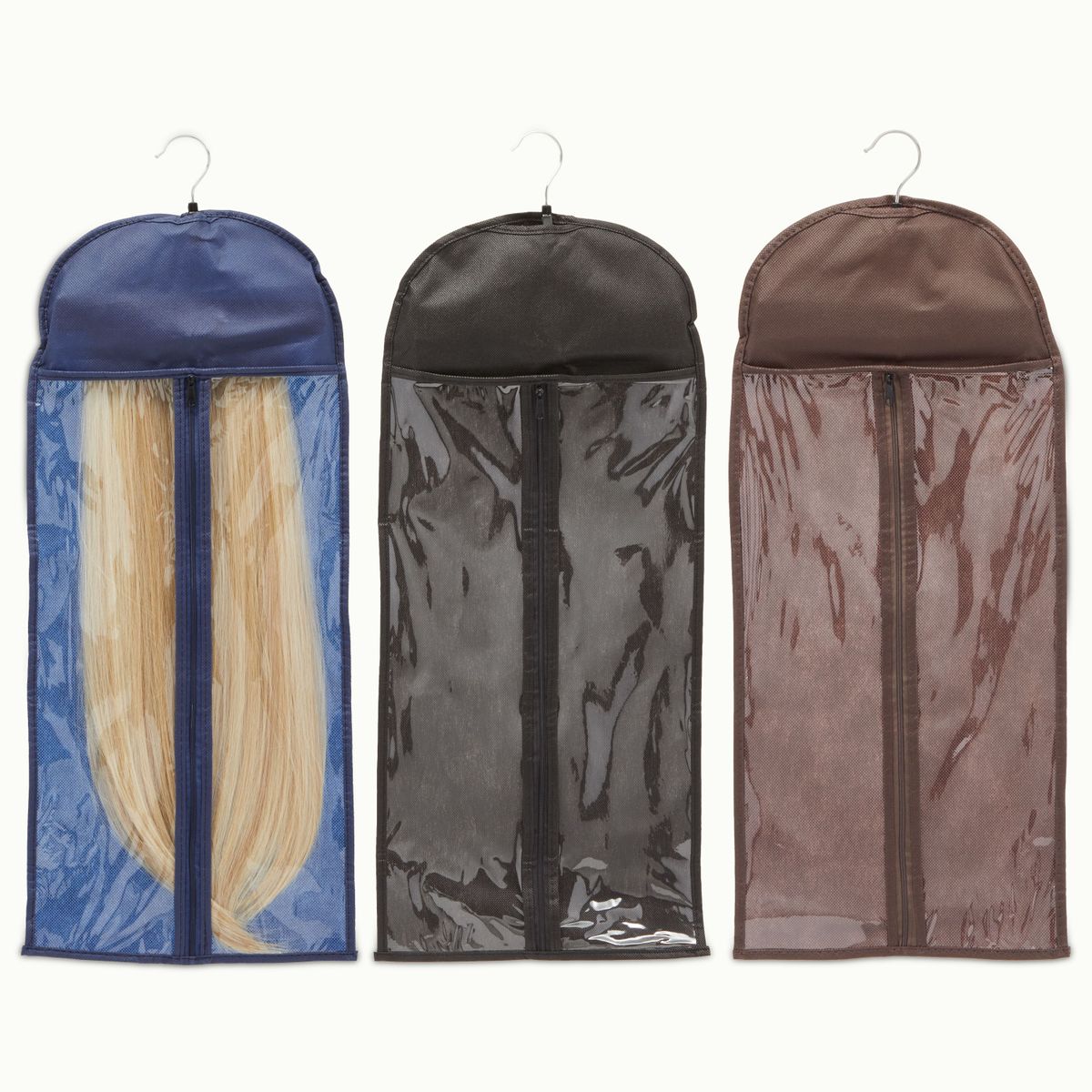 Set of 3 Hair Extension Holder with Hangers, Wig Bags with Zippers for  Closet Storage, Travel, 3 Colors, 25x11 In. - Walmart.com
