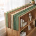 thumbnail image 6 of Farmhouse Dark Sage Green Brown 70 Inch Table Runner, Vintage Wooden Striped Farmhouse Dresser Scarf Cotton & Linen Tablerunner for Dining/Kitchen Island/Holiday Party Décor 13" x 70", 6 of 9