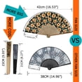 thumbnail image 5 of 1pc Hand Fan Flower Design Sunflower Helianthus Annuus Foldable 23cm 9inch with Bamboo Rib and Cotton Pouch, 5 of 5