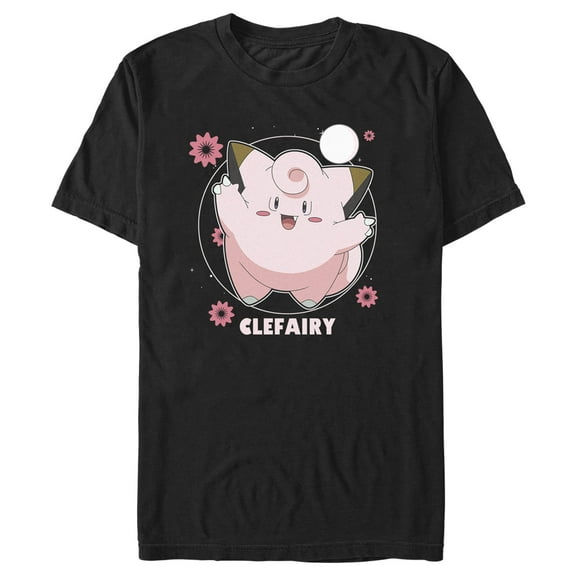 Men's Pokemon Clefairy Moonlit Dance Graphic Tee Black X Large
