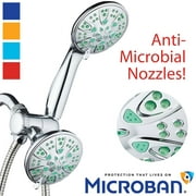 AquaDance Antimicrobial / Anti-Clog High-Pressure 30-Setting 4" Handheld and Fixed Shower Head Combo with Microban Nozzle Protection from Growth of Mold Mildew & Bacteria w/ 5' Hose - Aqua Green