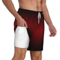 thumbnail image 2 of Kdxio Red Geometric Print Men'S Swim Trunks With Compression Liner 7 Inch Inseam Quick Dry Swim Shorts, 2 of 7