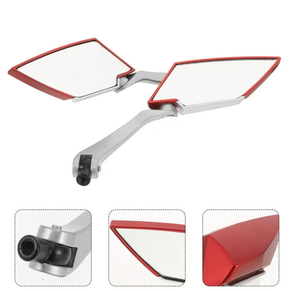 FUEENIRVA Motorbike Side Mirrors Rear View Mirror Metal Red 1 Pair