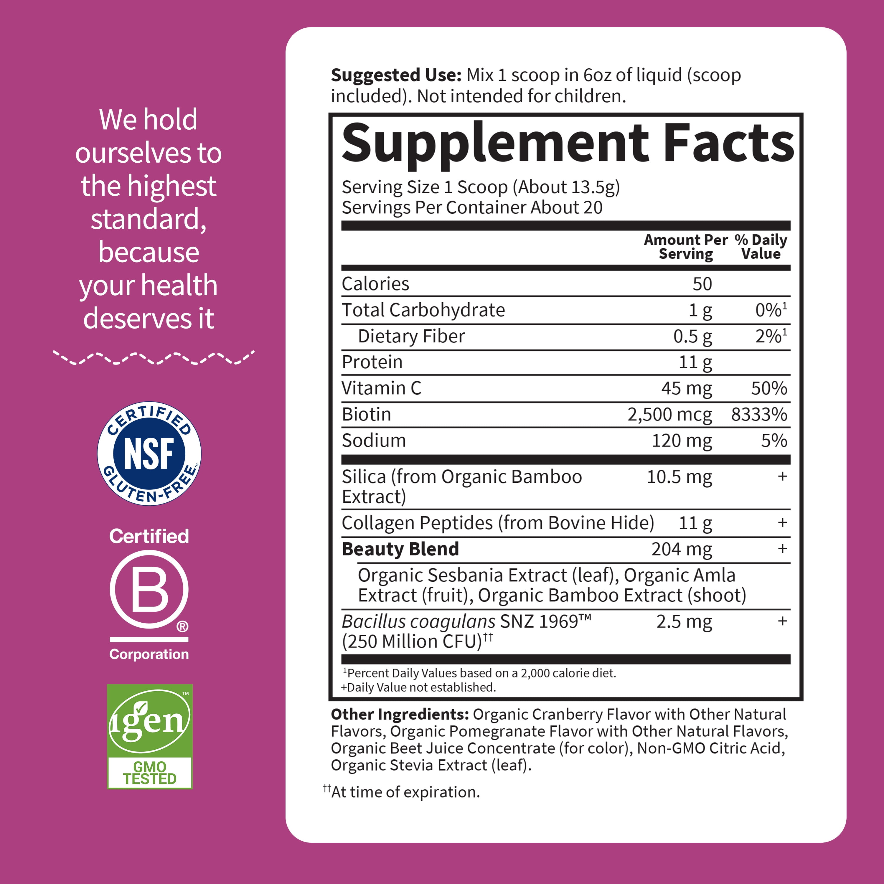 Garden of Life Grass Fed Collagen Beauty, Strawberry Lemonade, 20 Servings