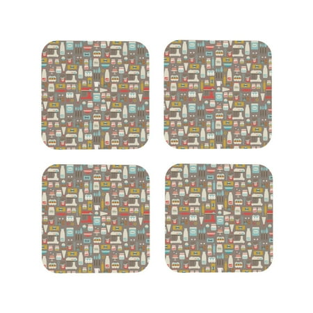 

Matuu Kitchen Food for Cup Coasters Set of 4 Leather Coasters Desk Coasters for Office Measures 4” x 4”-Square