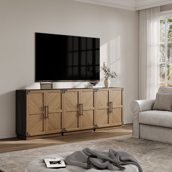 Surmoby 30.7" Narrow Buffet Cabinet with Storage Set of 2, Modern Small Sideboard Buffet Cabinet, Wood Coffee Bar, TV Console, Skinny Wood Credenza Storage Cabinet for Living Room Clearance