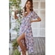thumbnail image 5 of Vestido largo maxivestido cruzado con cinturón y escote en V floral PRETTYGARDEN - talla S, 5 of 8