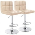 thumbnail image 2 of Lacoo Set of 2 Bar Stools Adjustable Swivel Armless Barstools with PU Leather, Khaki, 2 of 7