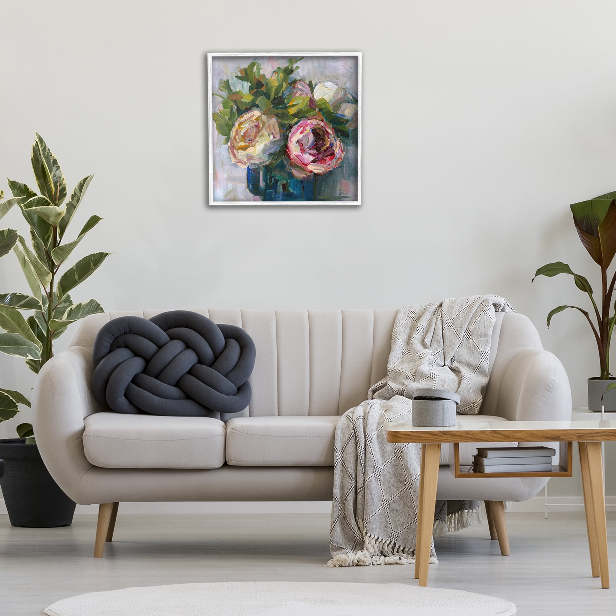 Stupell Industries Full Ranunculus Blooms Botanical & Floral Painting White Framed Art Print Wall Art, 24 x 24