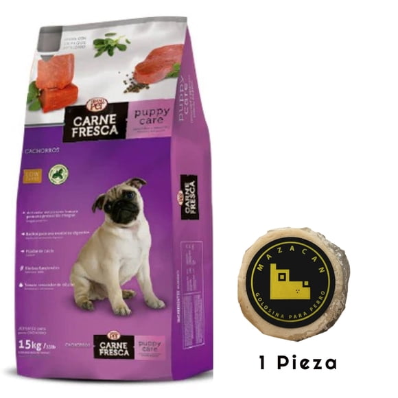 GRANDPET CARNE FRESCA PUPPY 15 KG + Mazacan Para Perro 1 pza