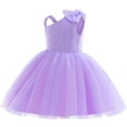 thumbnail image 2 of Toddler Girl One Shoulder Dress Bowknot Party Wedding Dress Tutu Gown, 2 of 5