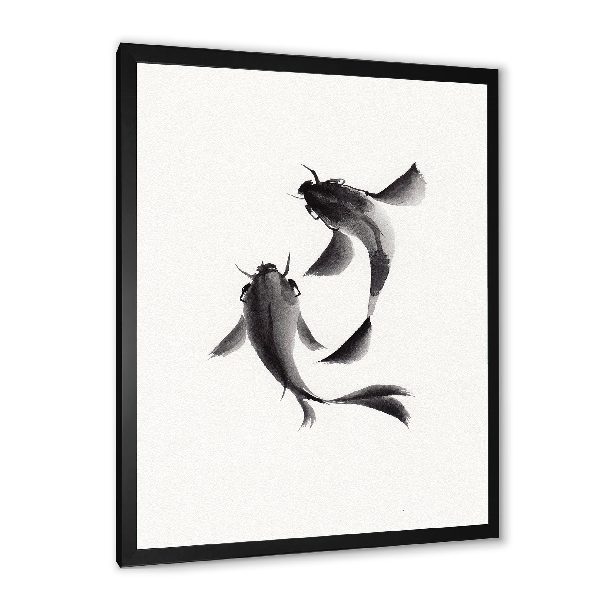 Designart 'Black and White Vintage Fish II' Nautical & Coastal Framed Art Print