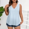 thumbnail image 2 of WULMLEO Women's Eyelet Scalloped V-Neck Sleeveless Top Casual Summer Blouse for Beach Light Blue 5XL, 2 of 4