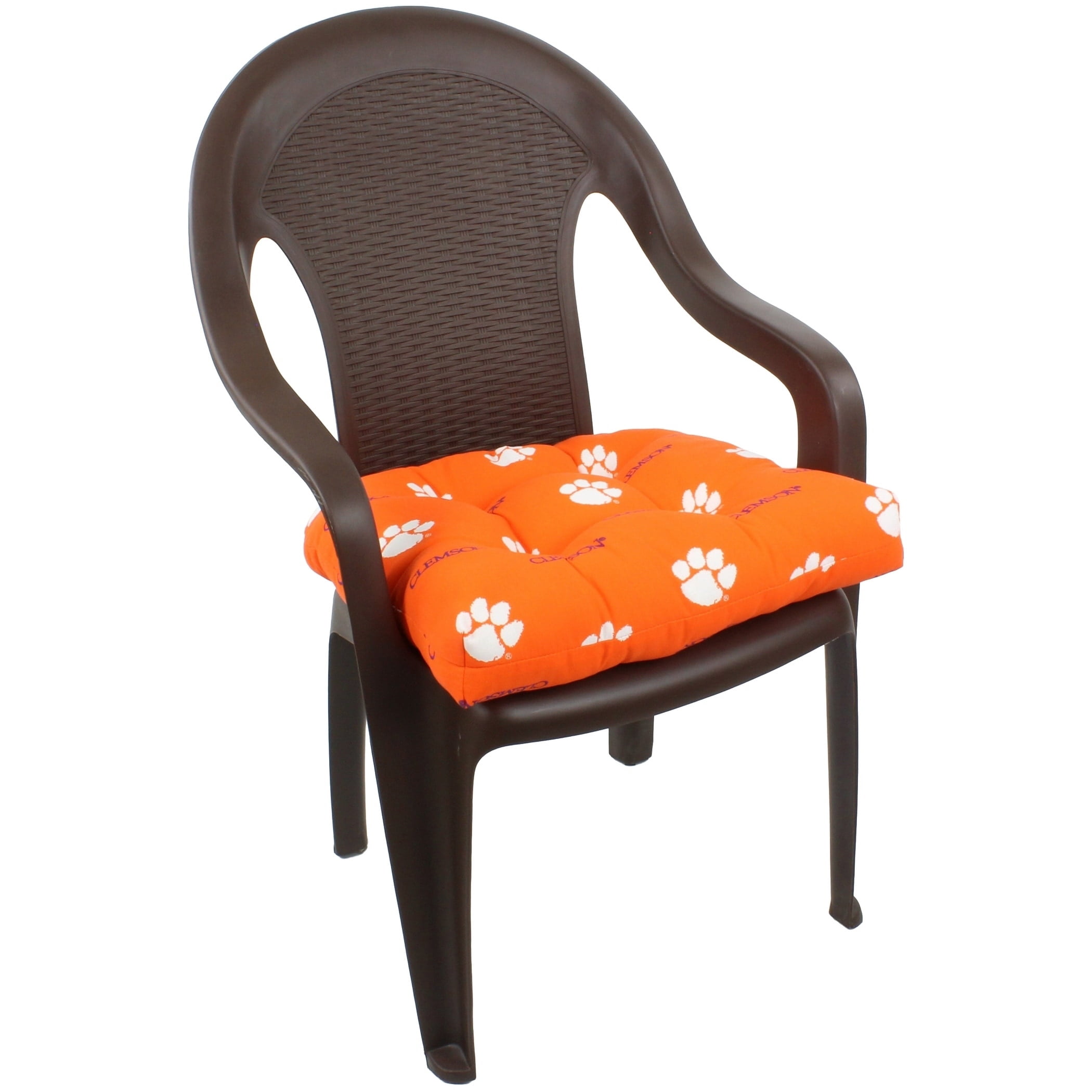College Covers Clemson Tigers Patio Seat D Cushion 20" x 20", 2 Tie Backs