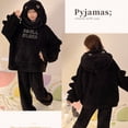 thumbnail image 3 of TBKOMH Animal Pajama Set Hooded Top and Pants Plush Shark Costume Long Sleeve Two Piece Loungewear for Adult Cozy Flannel Sleepwear with Full Face Hood Black XXL, 3 of 6