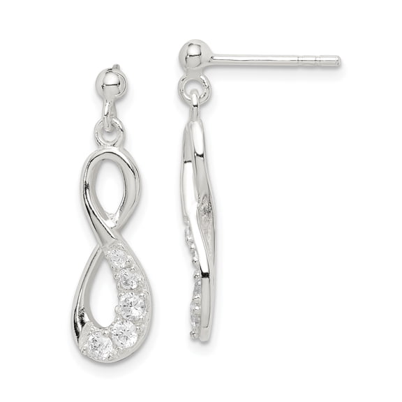 Primal Silver Sterling Silver Cubic Zirconia Infinity Loop Dangle Earrings