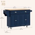 thumbnail image 3 of HOMCOM Kitchen Island with Storage, Kitchen Island with Drop Leaf, Blue, 3 of 9