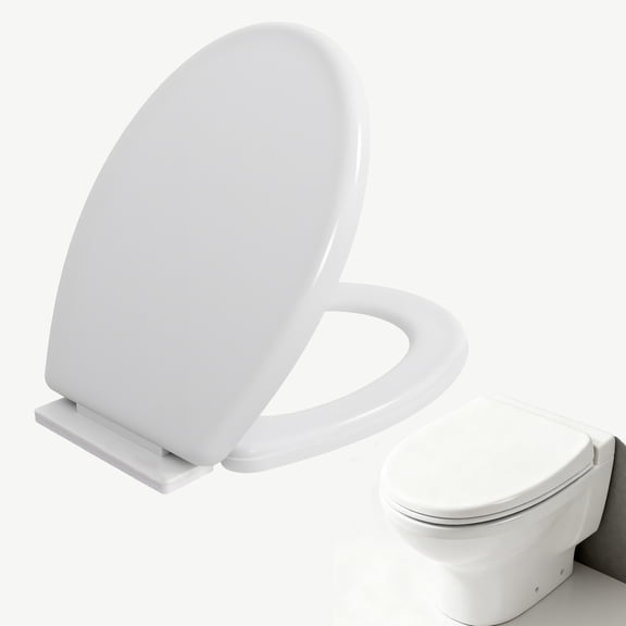Toilet Seat, Round Toilet Seat, Soft Close Toilet Seat, Elongated Toilet Seat, Easy to Clean and Install Toilet Seats(White)