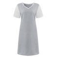 thumbnail image 4 of Sun Dresses Women Summer Casual V-Neck Lace Trim Short Sleeve Dress Solid Loose Comfy Ladies A Line Swing Mini Dress (XX-Large, Gray), 4 of 5