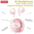 thumbnail image 2 of MINISO X15 Audífonos Inalámbricos Abiertos con Traductor AI en Tiempo Real, Bluetooth 5.4, Más de 130 Idiomas (App Requerida), IPX5 Resistentes al Agua, Rosa, 2 of 6