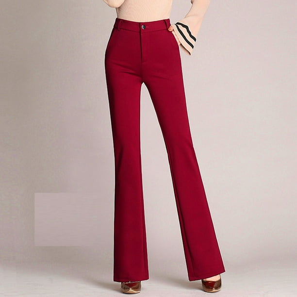 WILLBEST Pantalones Casuales para Mujer, con Bolsillos, Cintura Alta, Lisos, Rectos, Largos, Acampanados, para Comodidad y Estilo Diario. Grande