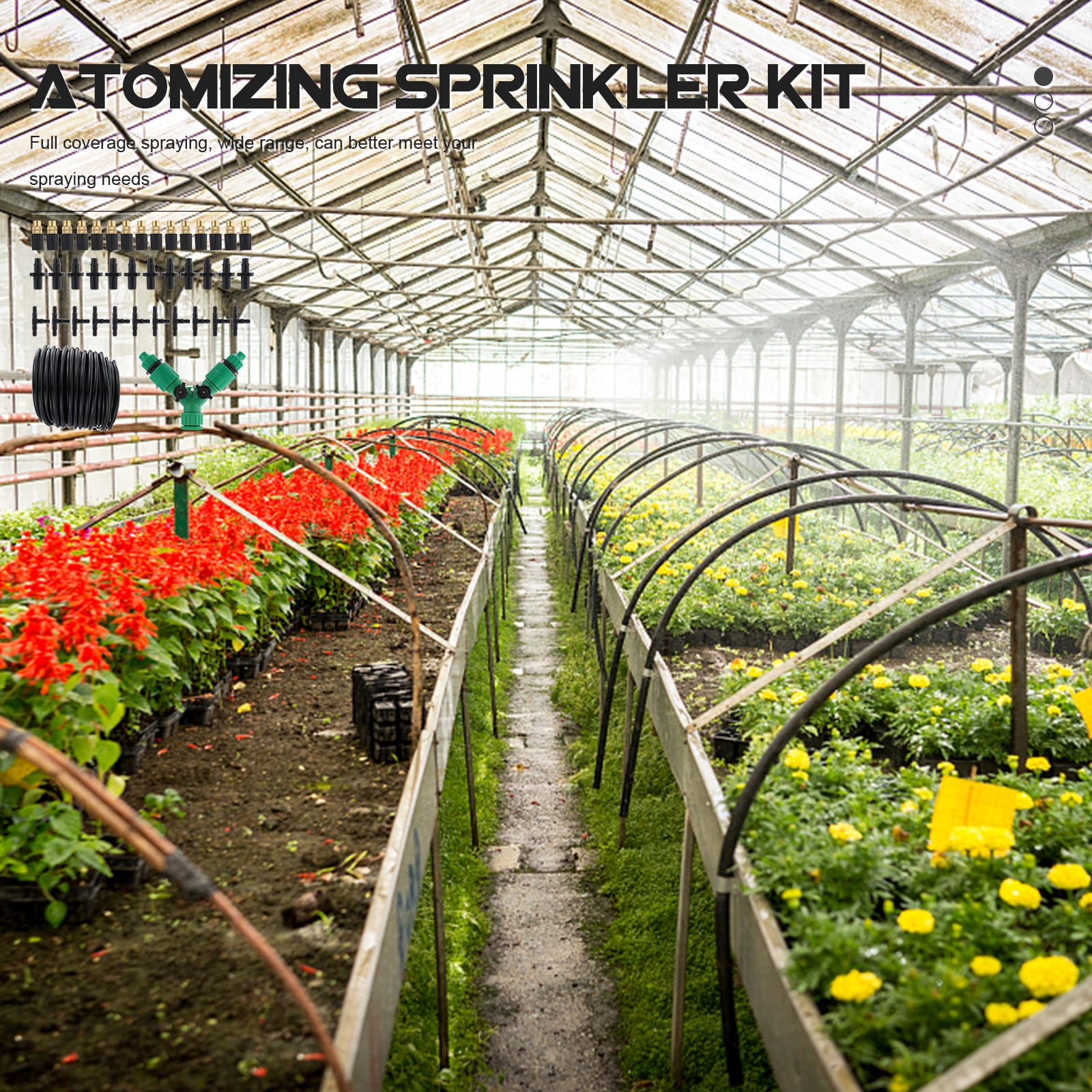 Masteelf  Garden Irrigation System Atomizing Nozzle Set Tubing Kit Atomizer