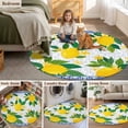 thumbnail image 5 of Summer Yellow Lemon Round Area Rug 3.3Ft Washable Circle Rugs for Dining Room Table, Blue Floral Fruits Non-Slip Carpet Floor Mats Indoor Outdoor Carpet Runner Aesthetic Home Decor, 5 of 8