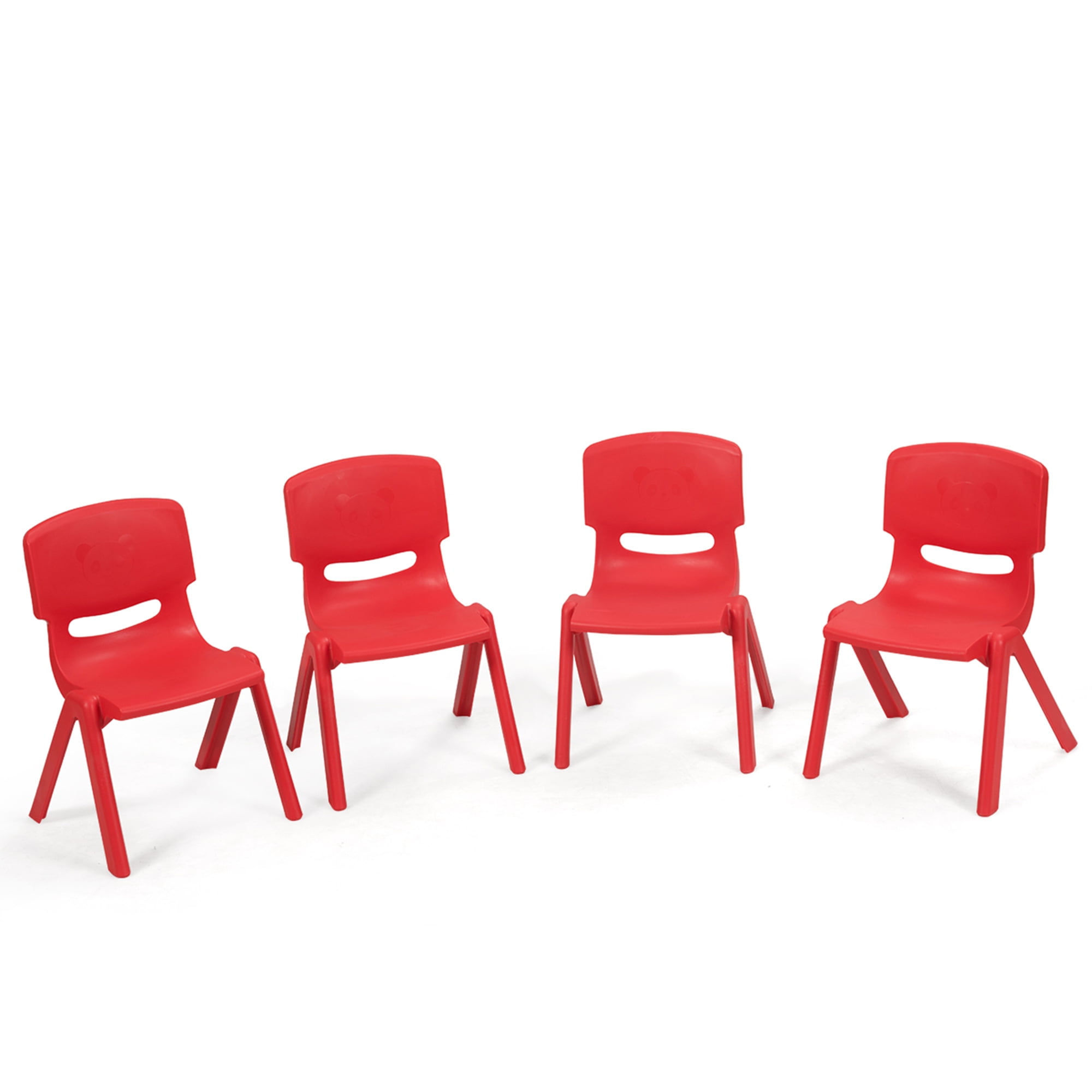 Topbuy 4Piece Plastic Kids Chair Modern Stackable Learning Chairs Red