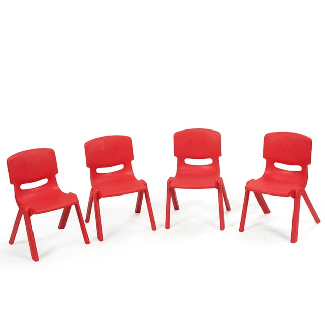 Patiojoy Ensemble de 4 Chaises en Plastique pour Enfants Chaises Empilables Modernes pour Apprentissage Rouge