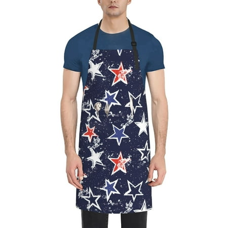 

Tebeau Watercolor Stars Print Waterproof Cooking Aprons Adjustable Bib Soft Chef Apron with 2 Pockets for Men Women