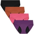 thumbnail image 3 of Loritta Period Underwear for Women Bikini Cotton Panties Leak Proof Postpartum Underwear 4 Packs, Size XS-3XL, 3 of 7