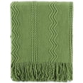 thumbnail image 1 of Battilo Inc Couverture Tissée Complexe avec Motifs Surélevés et Bout à Franges 50"x60 Pouces (Vert), 1 of 5