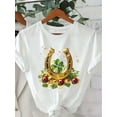 thumbnail image 2 of T-Shirt Décontracté à Col Rond pour Femmes, Imprimé Dessin de la Saint-Patrick, Tissu Tricoté 100 % Polyester, Longueur Régulière, Toutes Saisons, 180g/m2 - Vêtements Festifs Fête des Pères, Fête des Mères, Nouvel An, Printemps, 2 of 8