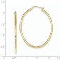 thumbnail image 2 of Beautiful Sterling Silver Gold-plated Textured 2mm Hollow Oval Hoop Earrings, 2 of 2