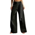 thumbnail image 3 of KLHDSF Pants For Women Solid Casual Drapey Pants with Sash Tie Waist Loose Fit Work Trousers Black XL, 3 of 8
