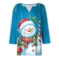 thumbnail image 5 of larppty Women 3/4 Sleeve Button Up Christmas Shirt Oversized Casual Dressy Henley Neck Tunic Tops Comfy Soft Lightweight Blouse (Sky Blue, L), 5 of 5