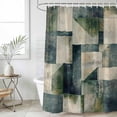 thumbnail image 6 of Sage Green Geometric Shower Curtain Set - 72" x 78" Washable Bathtub Curtain with 12 Hooks, Vintage Teal Modern Abstract Art Waterproof Fabric Stall Shower Curtains for Bathroom/Bathtub Décor, 6 of 6