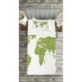 thumbnail image 3 of Ambesonne World Map Quilted Bedspread Set 2 Pcs, Mandala Style Chart View, Twin Size, Lime Green, 3 of 3