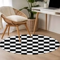 thumbnail image 4 of Round Rug 3.3Ft Washable Non-Slip, Black White Plaid Circle Area Rugs for Living Room Bedroom, Farmhouse Modern Minimalist Geometric Indoor Floor Mats Carpet Runner for Home Decor Aesthetic, 4 of 8