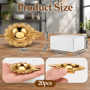 20 Floral Brass Pooja Diyas for Diwali Decoration and Return Gifts