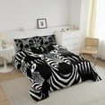 thumbnail image 2 of Zebra Print Comforter Set Queen Black and White Bedding Set,Woodland Animal Duvet Insert Geometric Stripe Bed Set Quilted Comforter Room Decor,Microfiber 3 Piece, 2 of 5