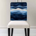 thumbnail image 3 of Abstract Art Chair Covers Set of 6 Beige Dark Blue Ripple Minimalist Art Linen Chair Back Covers Stretch Removable Washable Chairs Slipcovers Chair Protector for Dining Room Kitchen Party Decor, 3 of 5
