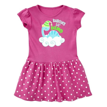 

Inktastic Babcia s Lil Dino with Cute Blue Baby Dinosaur Gift Baby Girl Dress