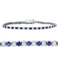 thumbnail image 1 of Bracelet Tennis 3ct TW Saphir Bleu Véritable & Diamant Naturel Rond Or Blanc 14K, 1 of 1