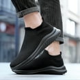 thumbnail image 2 of CAICJ98 Men Slip On Shoes Fashion Knit Walking Shoes Workout Fitness Lightweight Cushion Breathable Casual Shoes Gym Sneaker for Men Black,7, 2 of 6