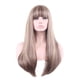thumbnail image 3 of Vogacara Pelucas sintéticas para mujeres y niñas con flequillo, mezcla de colores rubios, peluca de pelo largo y recto, fibra resistente al Cuidado del cabello, 3 of 5